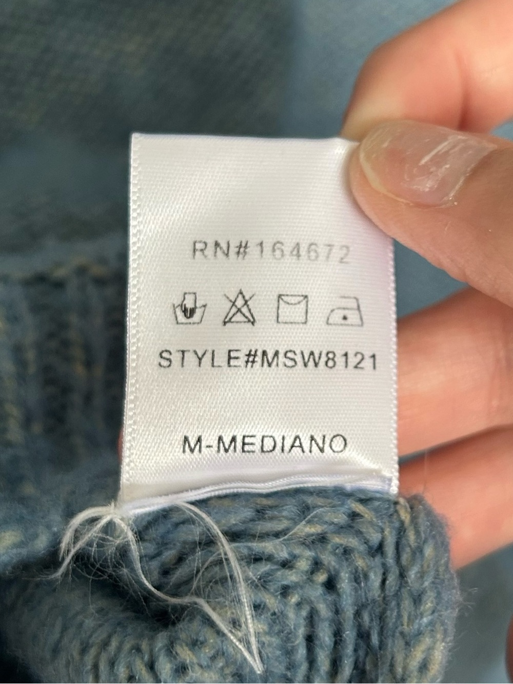 &Merci Boutique Crew neck bubble textured sleeve sweater - Blue Size Medium - Picture 11 of 11
